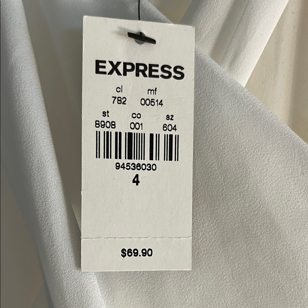 Express White Dress sleeveless- very soft halter-ish, eye catching lacy hemline. - Picture 2 of 9
